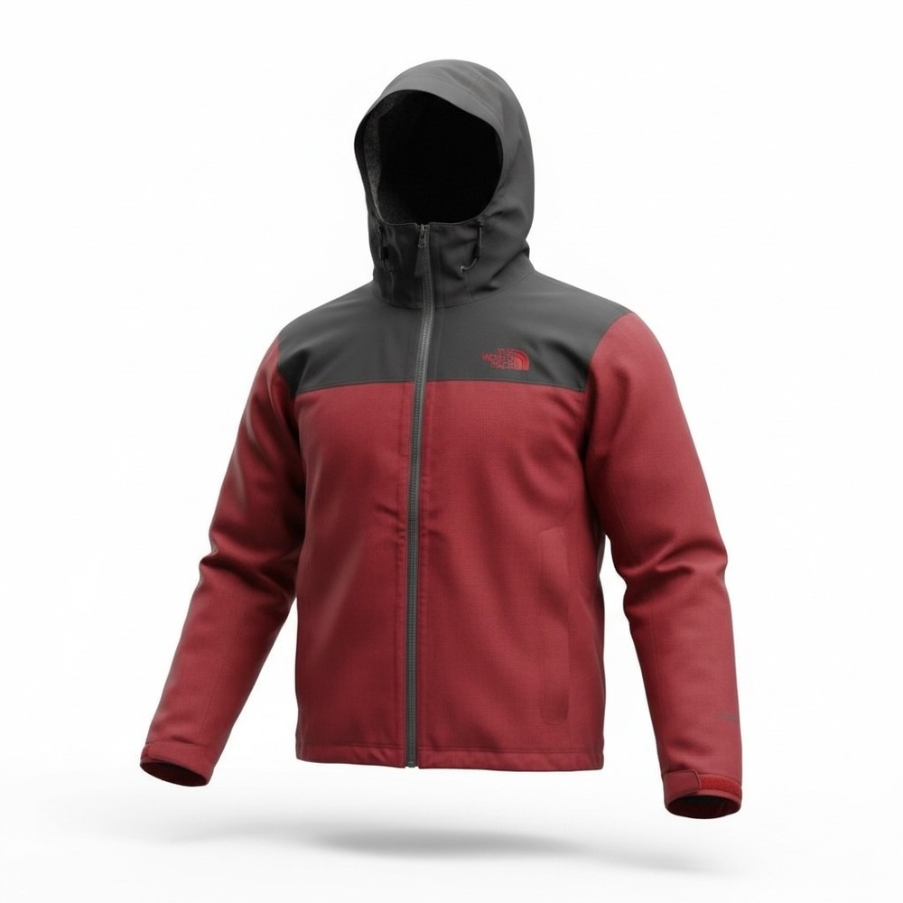 The North Face Mens‎ Red Grey Hooded Shell Wind Breaker Jacket Size S